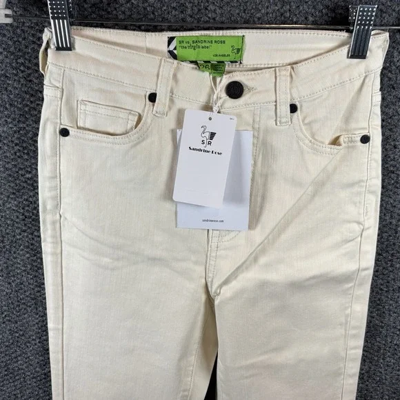Sandrine Rose SR vs High Rise Flare Jeans 27 ALPES Cream Bell Bottom NWT - Picture 2 of 11